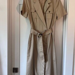 Brooks Brothers Tan Belted Midi Dress